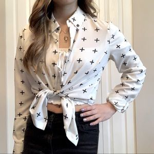 Sheer White Pattern Shirt S